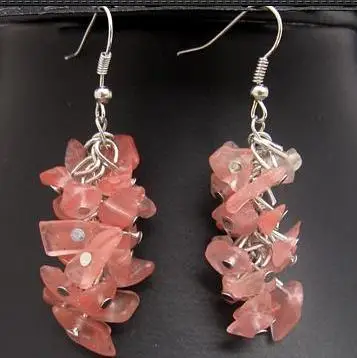 

Wholesale Handwork Stone Earrings,Pink Red Color Crystal Beads 925 Silver Dangle Earring