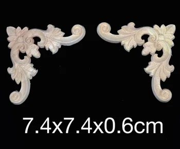 

10PCS/LOT 7.4x7.4x0.6cm Wood Carving Trim Angle Flowers Applique Decal European style Cabinets Decorative