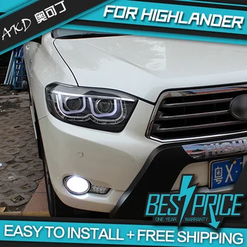 

Car Styling for Highlander Headlights 2009-2011 LED Headlight LED DRL Dynamic Signal Hella 5 Bi-Xenon Projector Lens Hid D2H