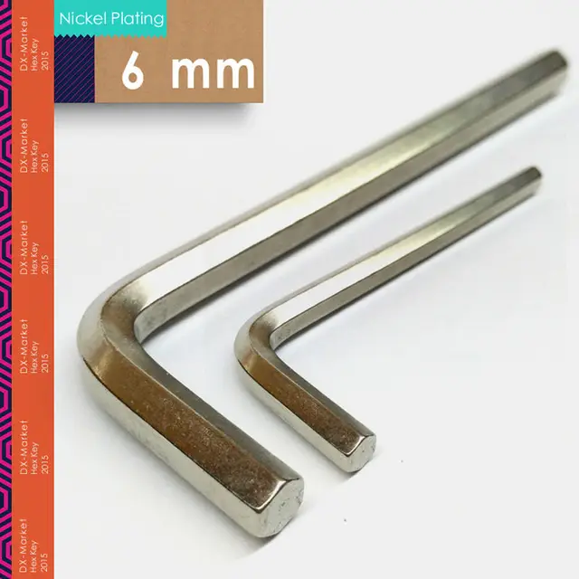 6mm , 20pcs/lot , DIN911 6mm Hex key , Allen key hand tool for bolt , m6 nickel plating , China