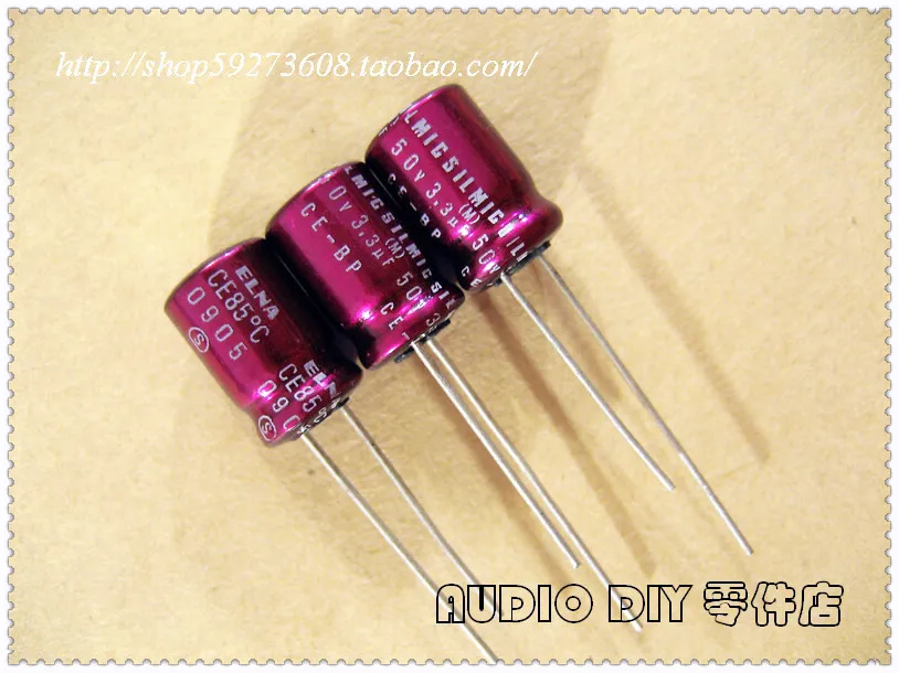 

30PCS ELNA Purple red robe SILMIC CE-BP (RBS) 3.3uF/50V audio with a non-polar electrolytic capacitor free shipping