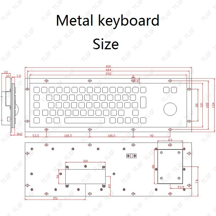 Металлическая клавиатура, YLGF HS392G5-U-FN USB интерфейс встроенная клавиатура водонепроницаемый(IP54), пыль, анти