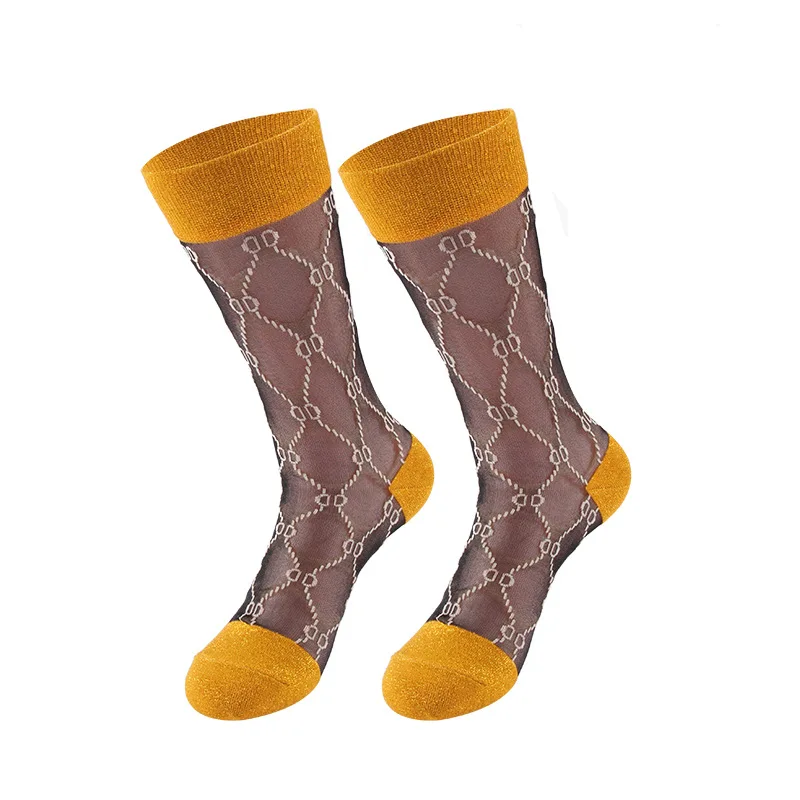 Новая Мода стекловолокно плюс чесаный хлопок в трубке носки прозрачные эластичные чулочно-носочные изделия золото серебро шелковые носки - Цвет: C