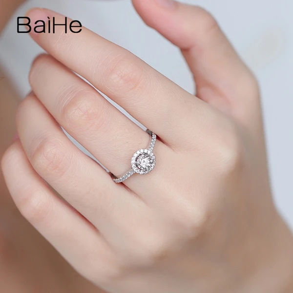 BAIHE, 14 к, белое золото, всего 0.33ct, сертифицировано H/SI, натуральные бриллианты, обручальное кольцо для женщин, модное Ювелирное кольцо