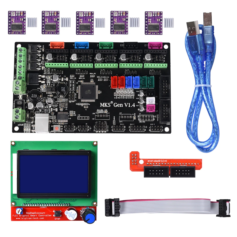 Плата управления MKS Gen V1.4 RepRap mks gen l + 5 шт. TMC2130/TMC2208/Drv8825/A4988 драйверы 12864LCD для деталей