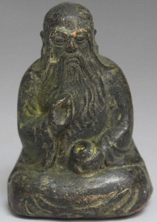 

7CM Old Chinese Buddhism Bronze Seat Arhat Damo Bodhidharma Dharma Buddha Statue D0317