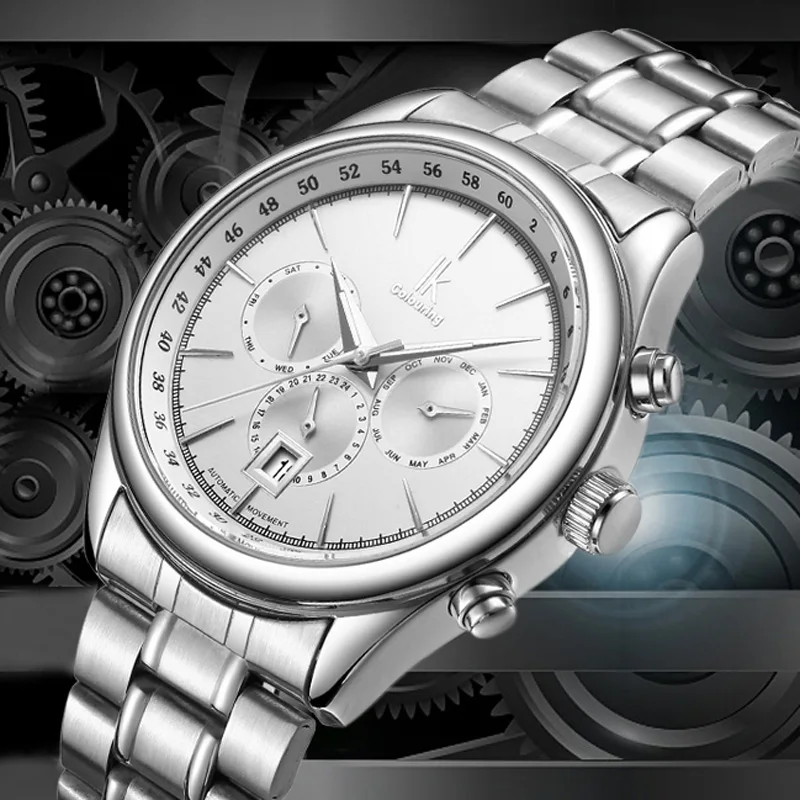 

IK Colouring Luxury Men Mechanical Watch 3 Dial 6 Hands Stainless Steel Automatic Watches Men relogiio masculino horloge mannen