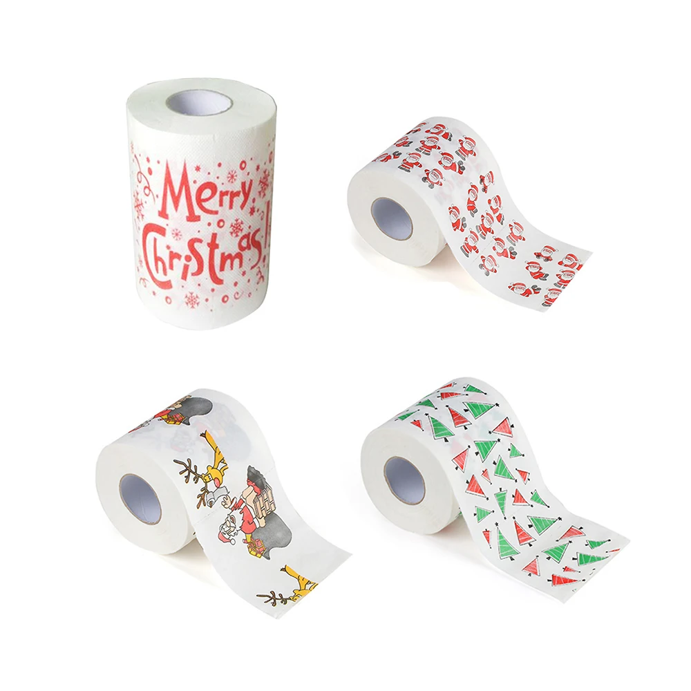 

Christmas Pattern Roll Paper Print Interesting Toilet Paper Table Kitchen Paper Christmas party hygiene roll paper towel