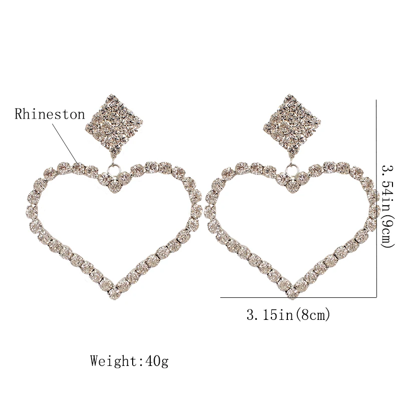 MANILAI, роскошные висячие серьги в форме сердца с кристаллами, стразы, большие серьги для женщин, свадебные серьги, аксессуары