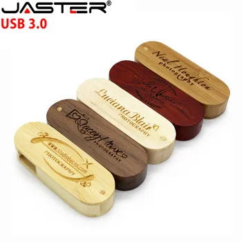 

JASTER USB 3.0 LOGO Customized rotatable Wooden Flash Drive Pendrive Memory Stick pen drive 4GB 64GB 16GB 32GB usb creativo