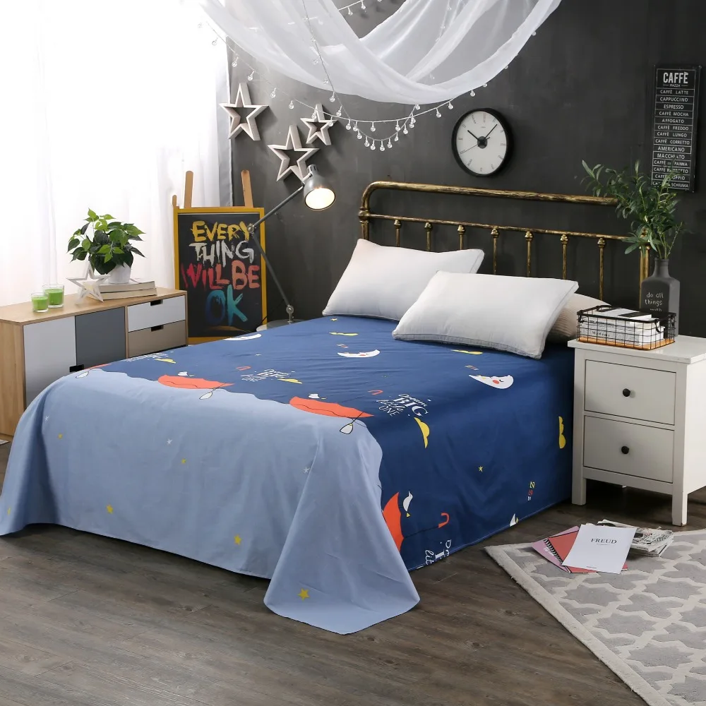 cartoon kitten 100 cotton flat sheet twin full queen size flat star sheets twin