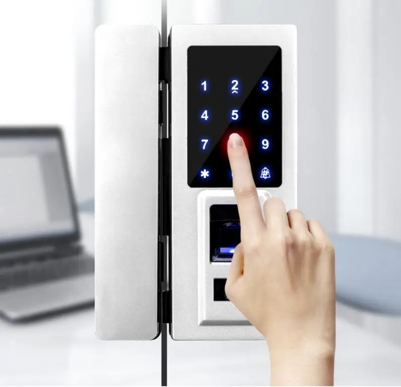 Glass Door Intelligent Electronic Door Lock Touch Screen Fingerprint /Password Code /RFID Card