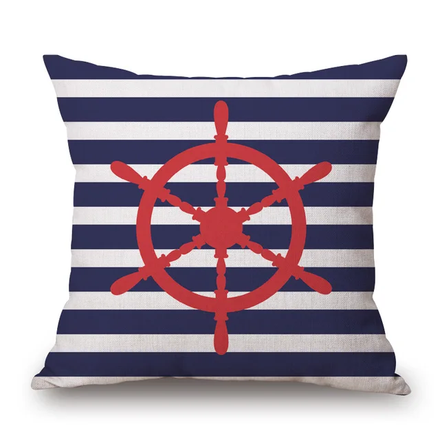 Sea Voyager Boat Ship Cushion Covers Anchors Rudder Compass Sea Map