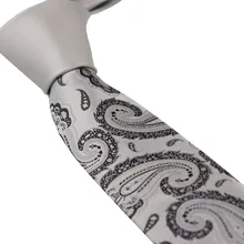 Coachella галстук Серебряная Узел Контрастность серебристый/черный Пейсли галстук узкий галстук 6 см