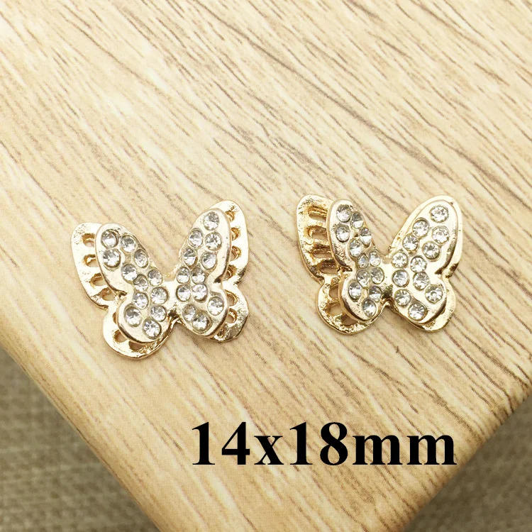 14x18mm Flat Back rhinestone butterfly button For Invitation Cards Alloy Rhinestone Button metal Decoration Wedding | Дом и сад