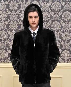 

Winter autumn thicken thermal marten velvet mink hair fur leather jackets men casual mens medium-long coats outerwear fashion