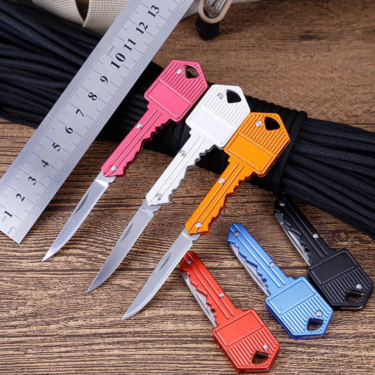 

100pcs/lot Mini Portable Key Fold Knife Pocket Keychain Peeler Camping Ring Multi Tool Parcel Letter Open