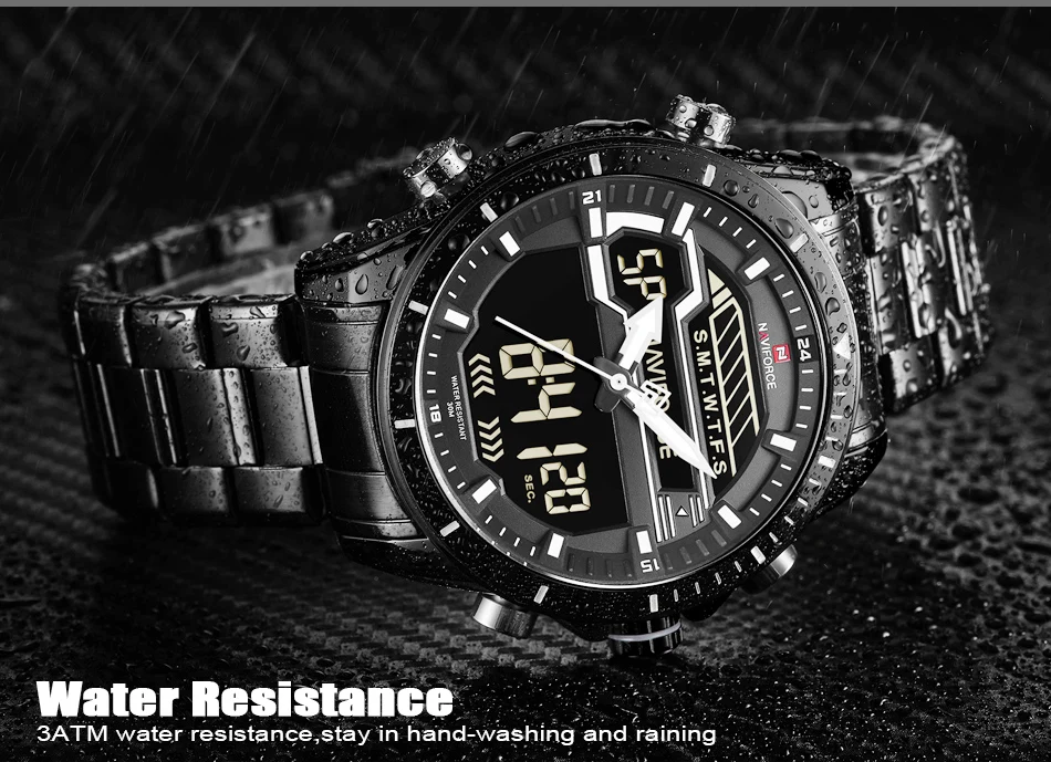 NAVIFORCE мужские часы Топ люксовый бренд мужские спортивные часы мужские кварцевые светодиодный цифровые часы мужские водонепроницаемые армейские военные наручные часы