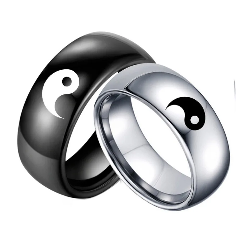 Бесплатная доставка мужское и женское кольцо из нержавеющей стали Yin Yang Sign Charm