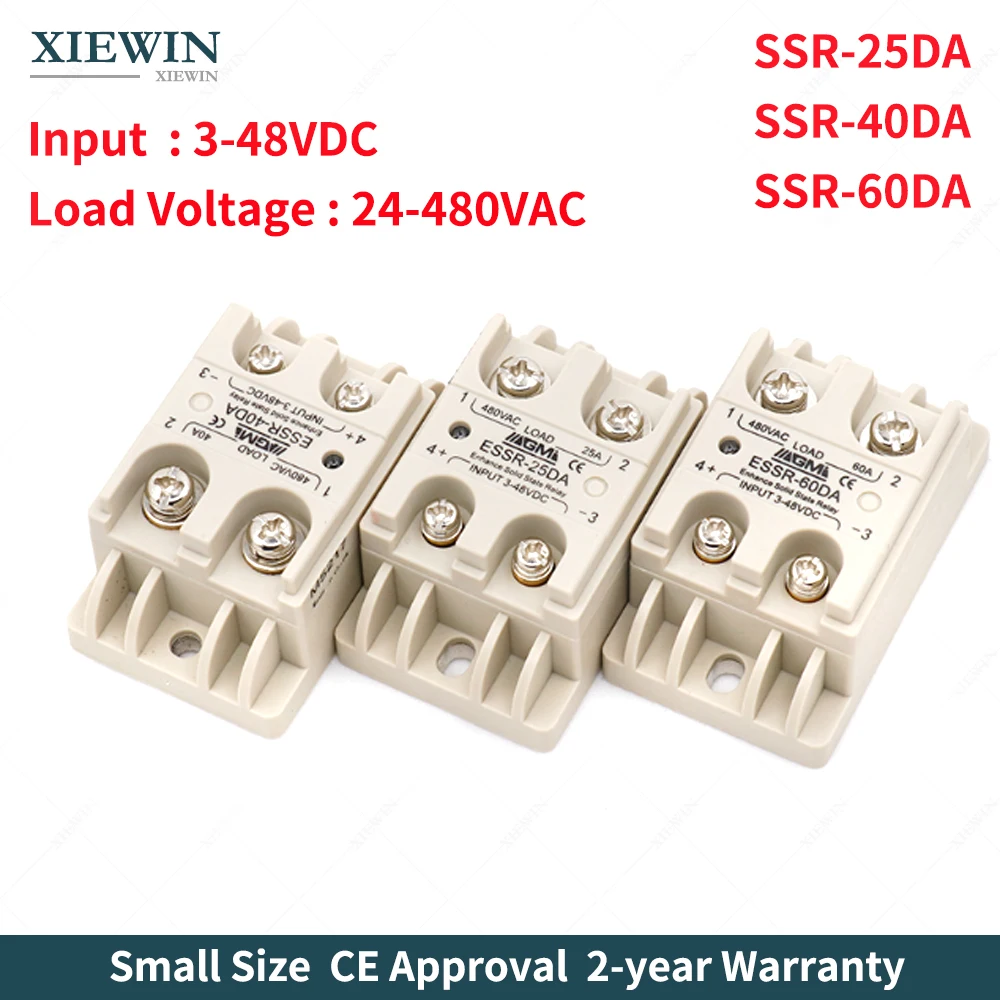 

SSR-25DA SSR40DA DC-AC 25A 40A Solid State Relays 220V AC Output 3-48V DC to 24-480 VAC Solid State Relay SSR 25A 40A 60A 480V