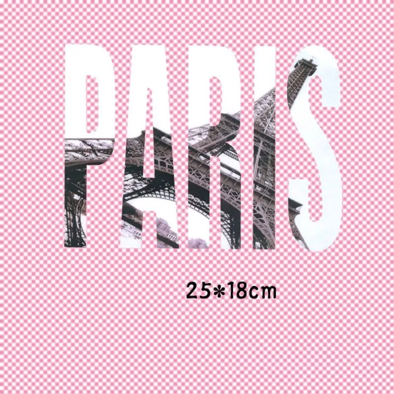 

25x18cm Paris Tower Parches Iron On Stickers Washable Appliques A-level Patches Heat Transfer For T-shirt DIY Accessory Clothes