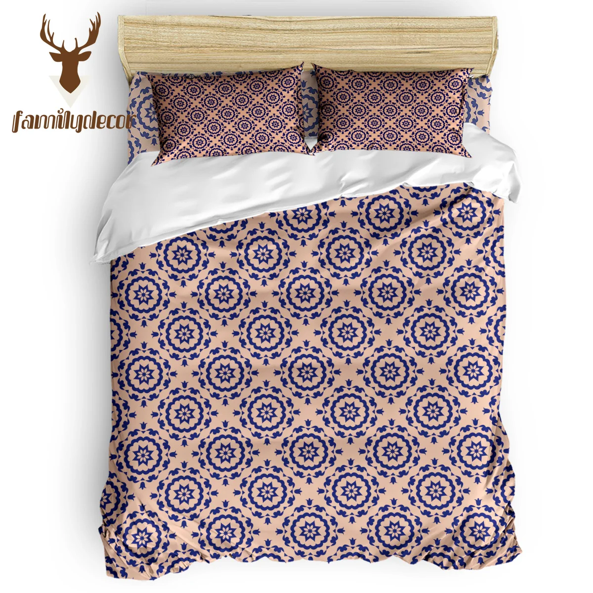 

FamilyDecor Retro Brown Geometic Pattern Bohemia Bedding Set Luxury Comforter Bedding Sets 3D King Size Red Blue Cotton DHL Free
