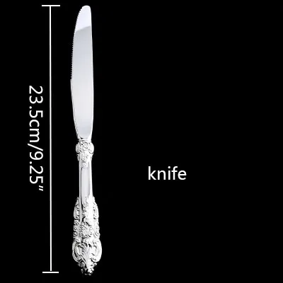 Роскошные западные серебряные столовые приборы, набор посуды, столовые приборы, нож для стейка, вилка, ложка, столовая посуда, кухонный инструмент для ресторана - Цвет: knife
