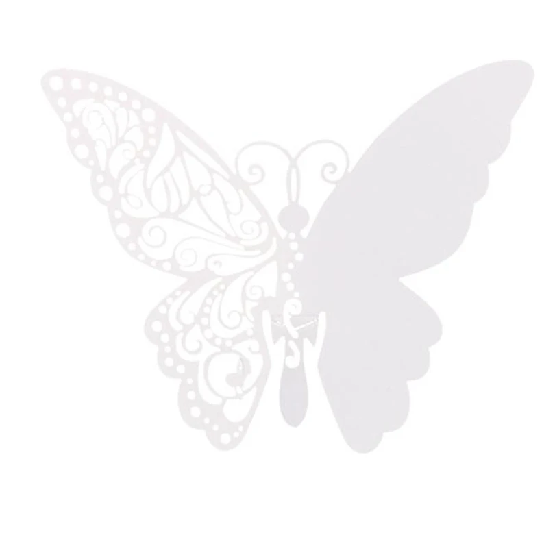 New 50 Pcs Butterfly Wine Glass Paper Card for Wedding Party White Wedding Party Decoration Table Seat Decoration #Q21R (5)