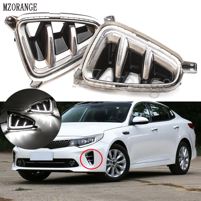

MZORANGE 1pair For Kia K5 Optima 2016 2017 LED DRL Daytime Running Light Daylight Signal fog lamp Styling Auto Drive lights