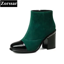 {Zorssar} 2018 NEW arrival fashion High heels Women Boots Round Toe thick heel ankle Martin boots autumn winter female shoes