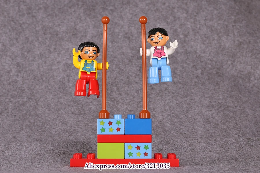 Blocos de Construção Brinquedos para Crianças Duplo Grandes Partículas Circo Mostrar Clássico Educacional Tijolos Caixa Original 65 Pçs 10 Cheap Blocos