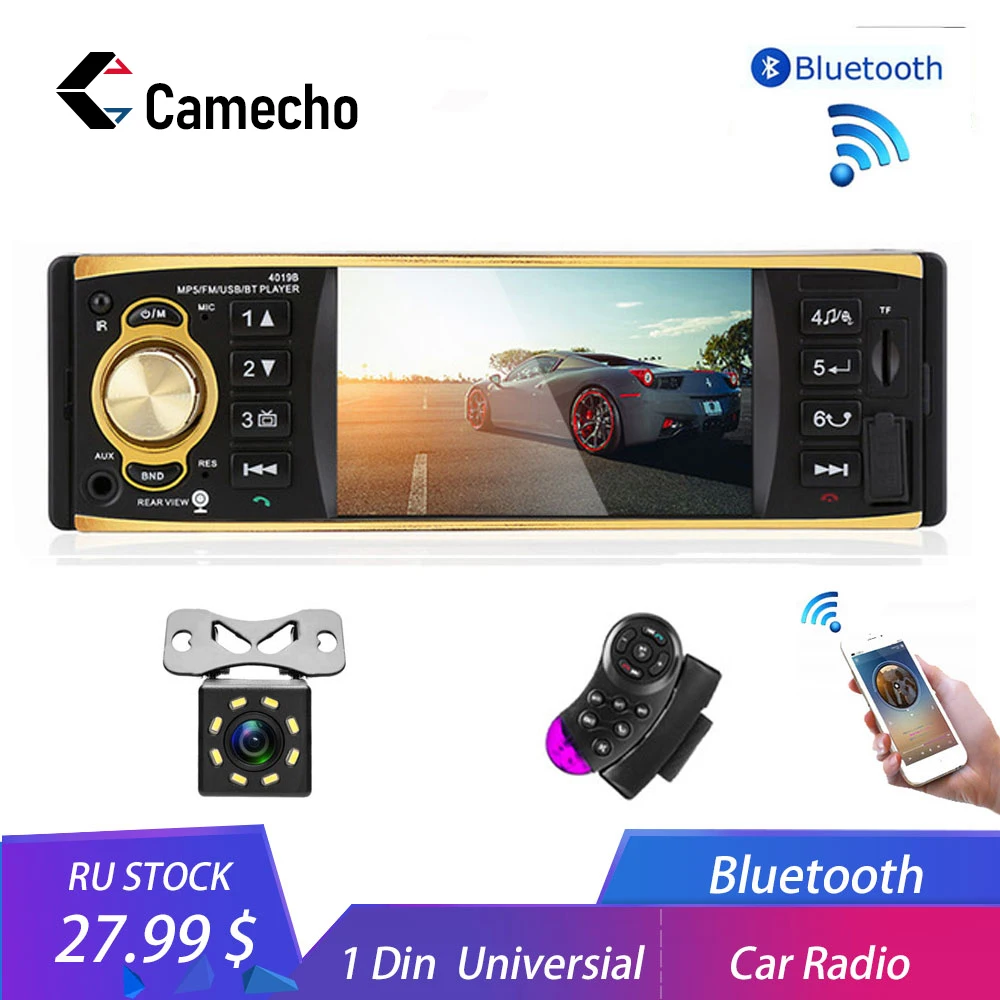 Camecho 4 1 дюймов один Din автомобильное радио аудио стерео AUX FM станция Bluetooth