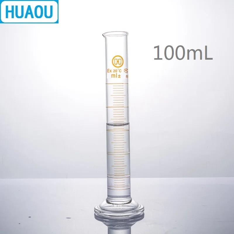 

HUAOU 100mL Measuring Cylinder with Spout and Graduation with Glass Round Base Laboratory Chemistry Equipment