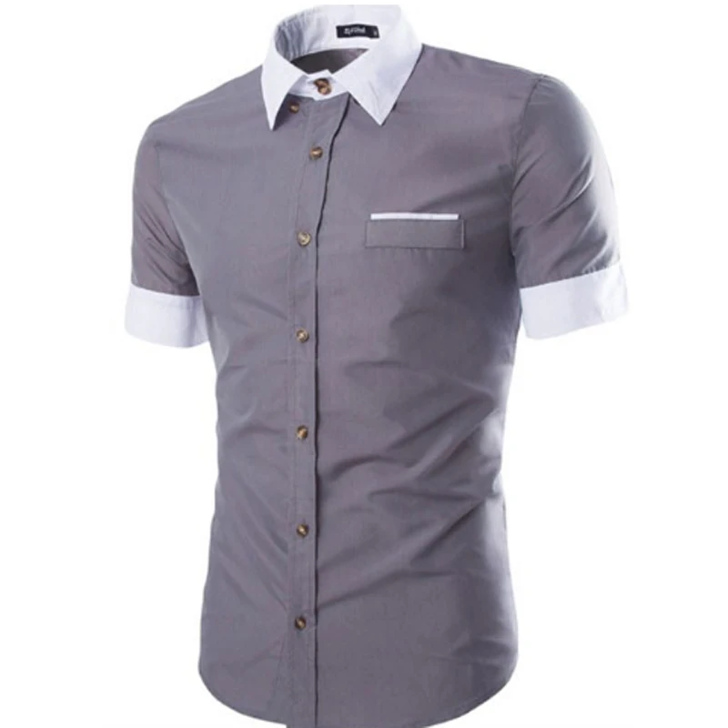 

Brand 2018 Fashion Male Hawaiian Shirt Short-Sleeves Tops High Quality Solid Color New Mens Dress Shirts Slim Men Shirt 2XL DFG