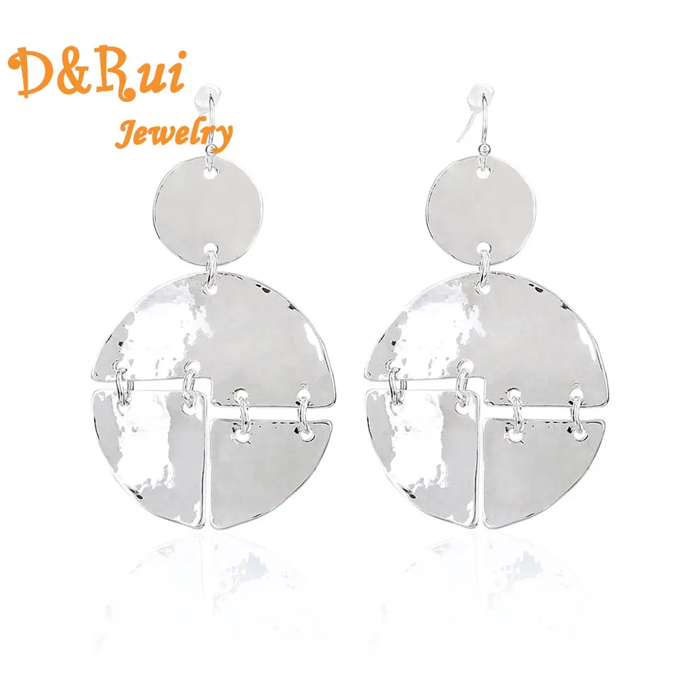 

New Silver Drop Dangle Earrings Girls Statement Hanging Earring for Women Female 2019 Wedding Party Round Jewelry Accessories