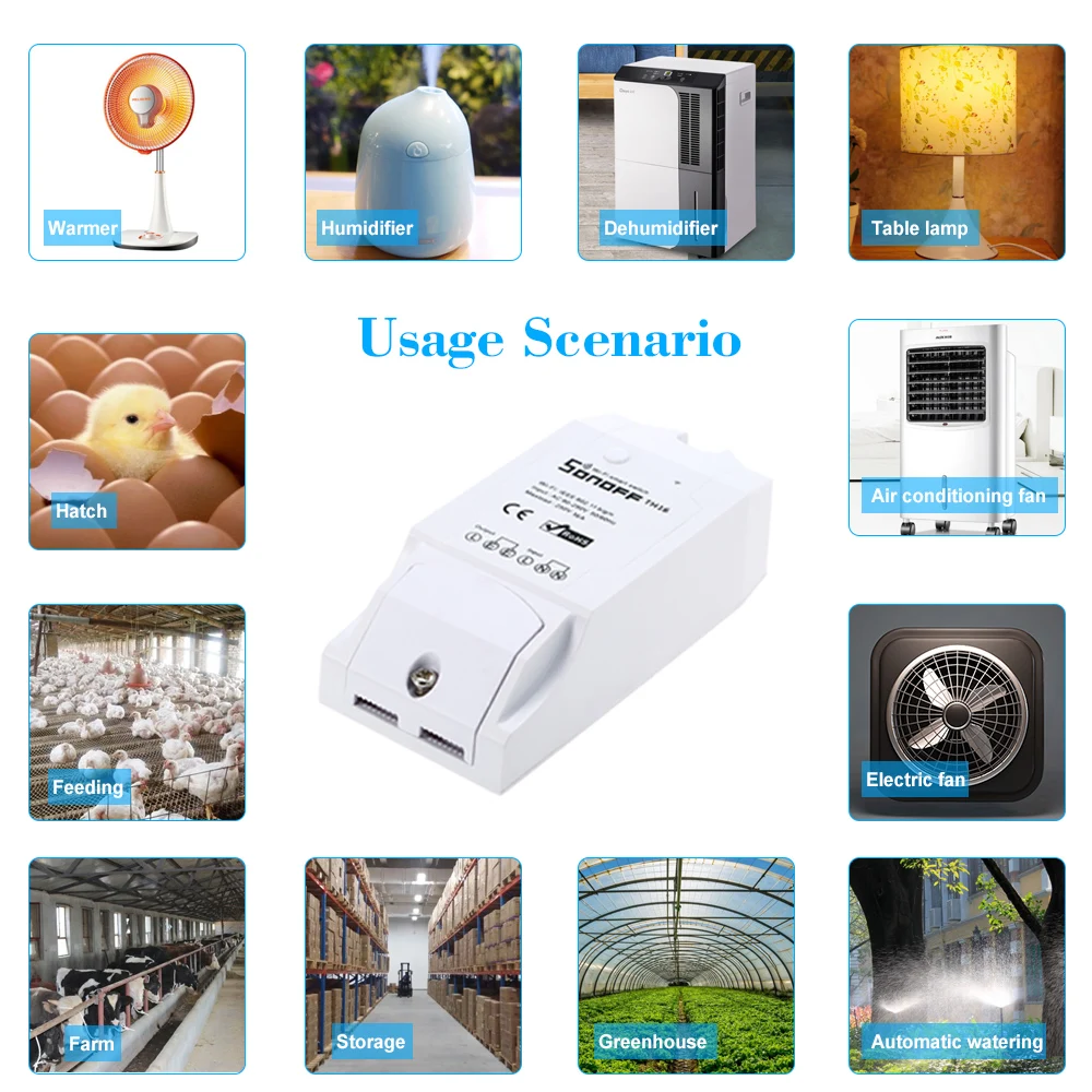 Умный переключатель SONOFF TH16 16 А/3500 Вт TH10 10А/2200 90 250 В Wi Fi контроль температуры и