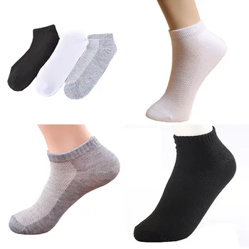 

BUBABOX Mens Ankle Socks Quality Polyester Summer Mesh Thin Boat Socks For Male White Black Gray Color Short Socks Calcetines
