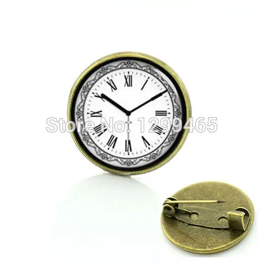 retro ethnic style time clock brooches see you at time timeless badges