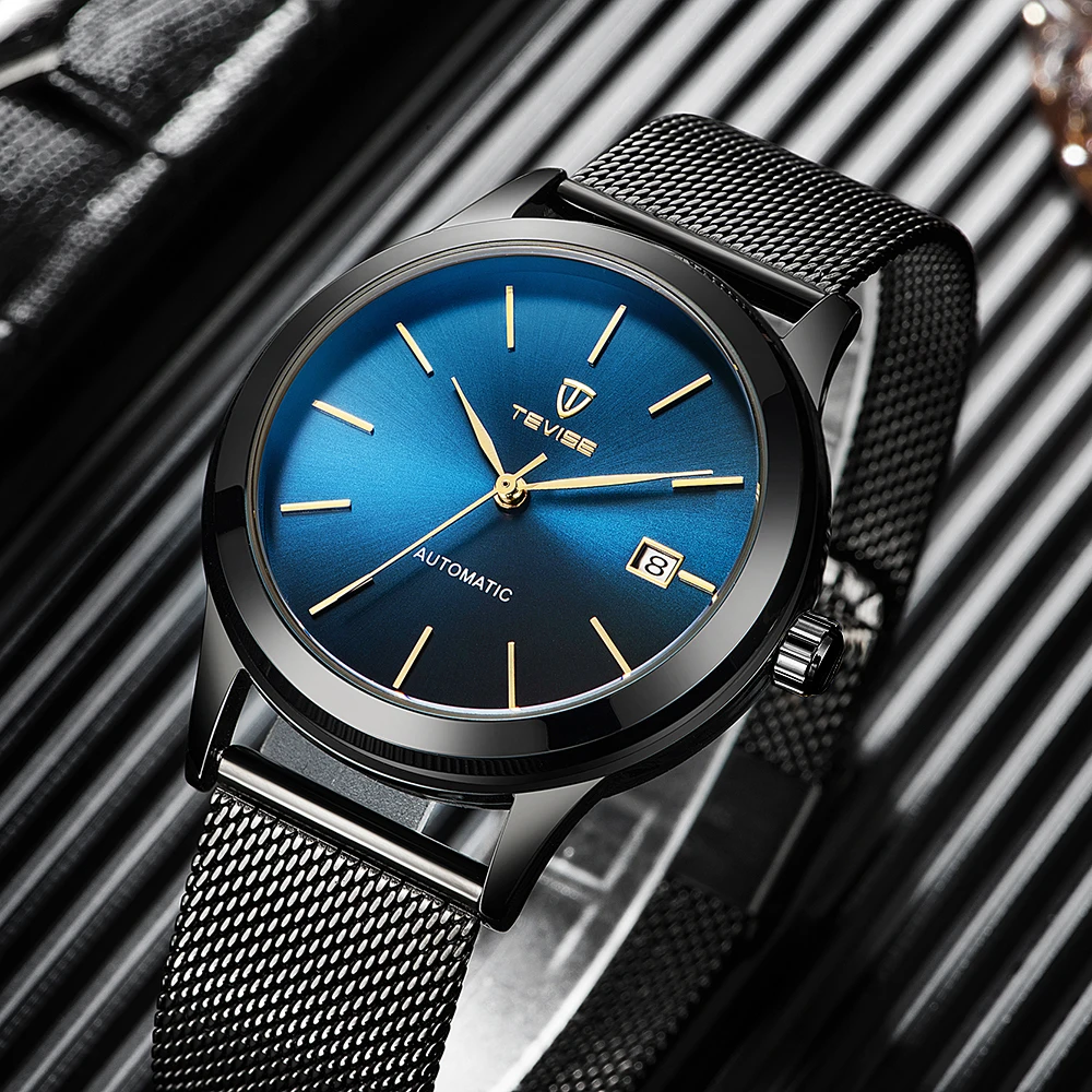

TEVISE Brand Luxury Automatic Mechanical Men Watch Water-Proof Mesh Stainless Steel Band Self-Winding Man Casual Wristwatch