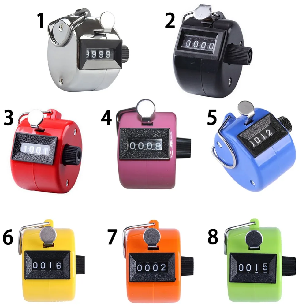 

Hand Tally Click Counter with 4 Digital Number Finger Display 8 Colors 4-digit Counters