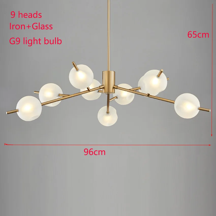 Золотистый и черный шарообразный стеклянный подвесной светильник скандинавские современные 9/12/15 головок для столовой гостиной спальни кухни ресторана подвесные светильники - Цвет корпуса: 9 heads gold