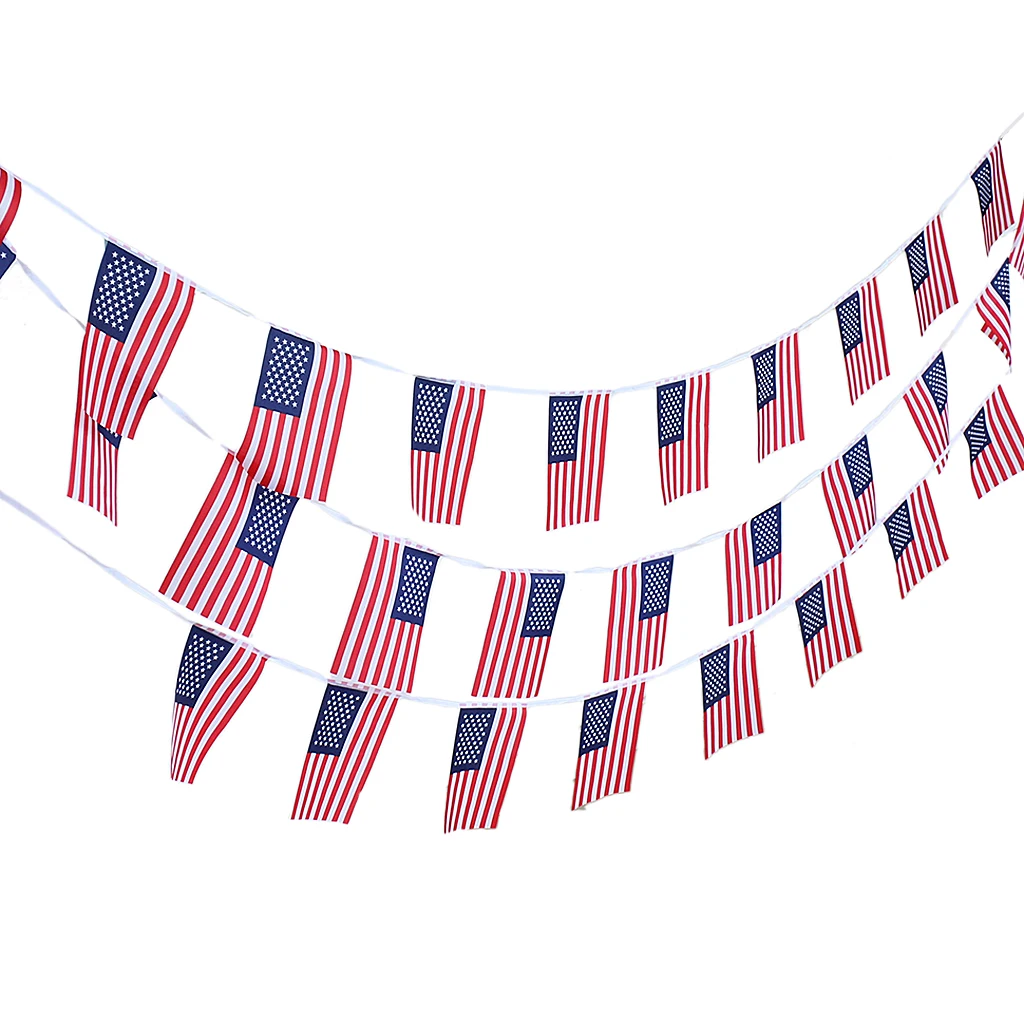 30pcs 10m American Flag Banner String Flag Bunting Decoration for Graduation Party Favor Home Garden Festival Supplies