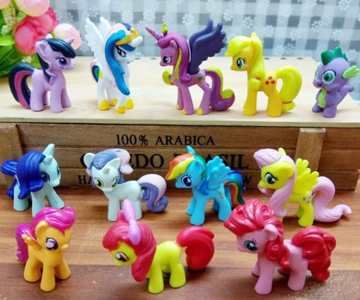 

12pcs/set Mini Pony Toys PVC Action Figures Zootopia Rainbow Dash Twilight Sparkle Apple Jack Spike kids Christmas gift