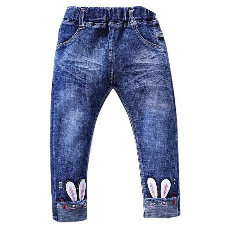

baby Sports Trousers girl clothes Babes Kids Denim Pants Rabbit Ears Pattern Long Pants Bottoms