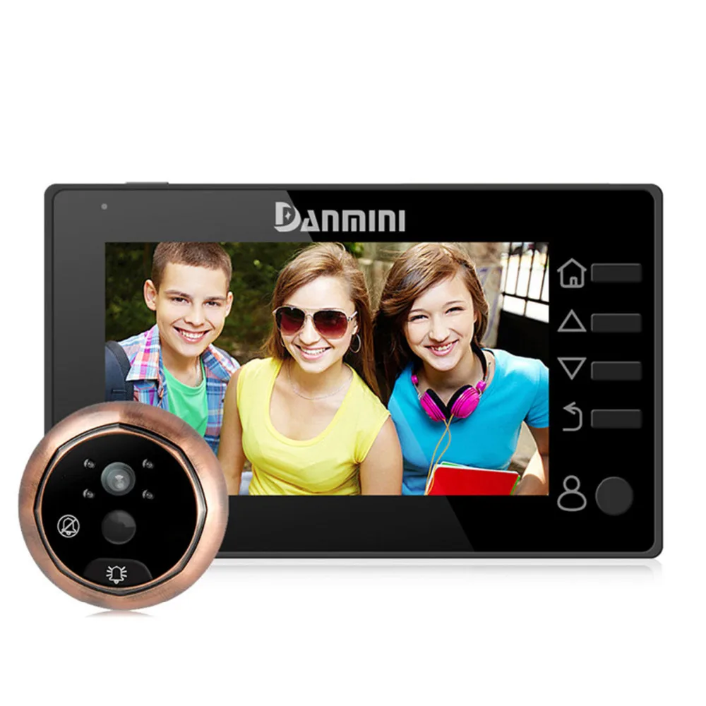 

DANMINI 4.3 Inch Doorbell Viewer Digital Door Peephole Viewer Camera 1MP Wireless Video Doorbell IR Night Vision Motion Sensor