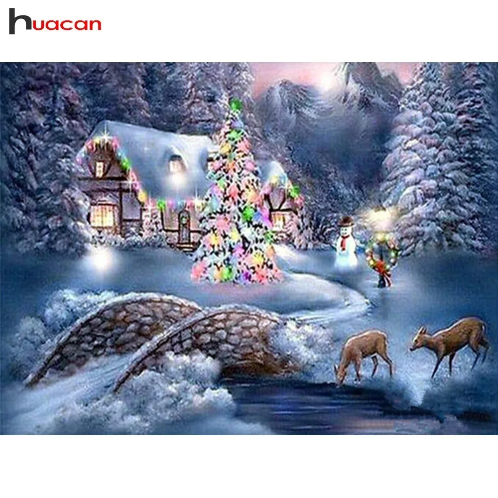 

HUACAN 5D DIY Diamond Painting Landscape Full Square Bridge Picture Of Rhinestone Diamond Embroidery Christmas Home Decor