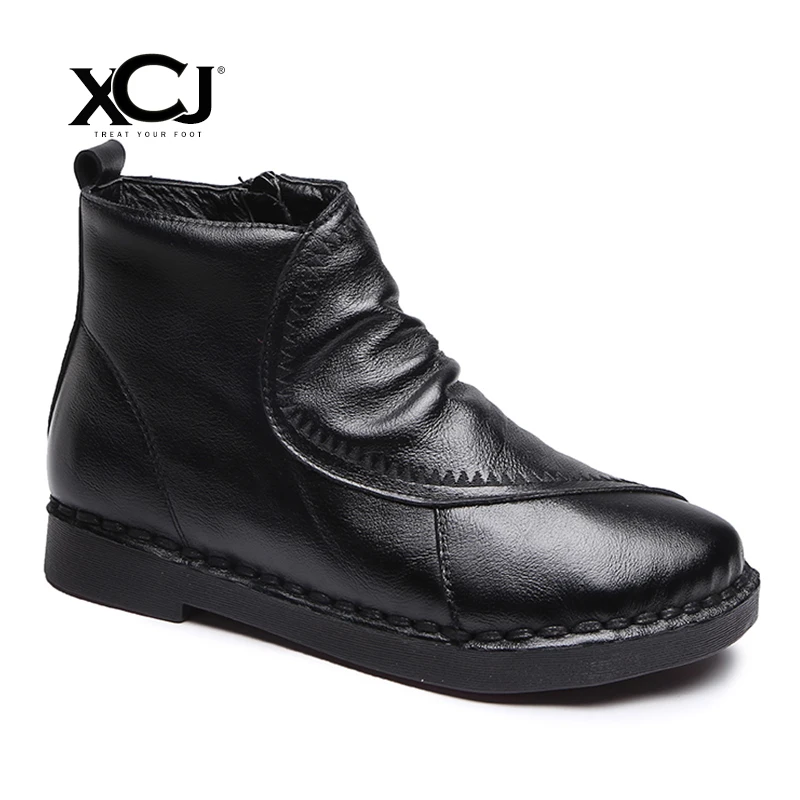 

Women Genuine Leather Boots Women Winter Shoes Ankle Boots Brand Women Shoes Winter Shoes Platform Plush High Quality XCJ