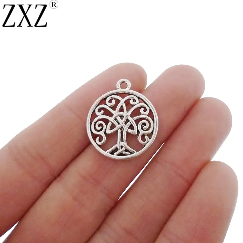 

ZXZ 10pcs Antique Silver Tone Celtics knot Tree Charms Pendants for Necklace Bracelet Jewelry Making Findings 24x20mm