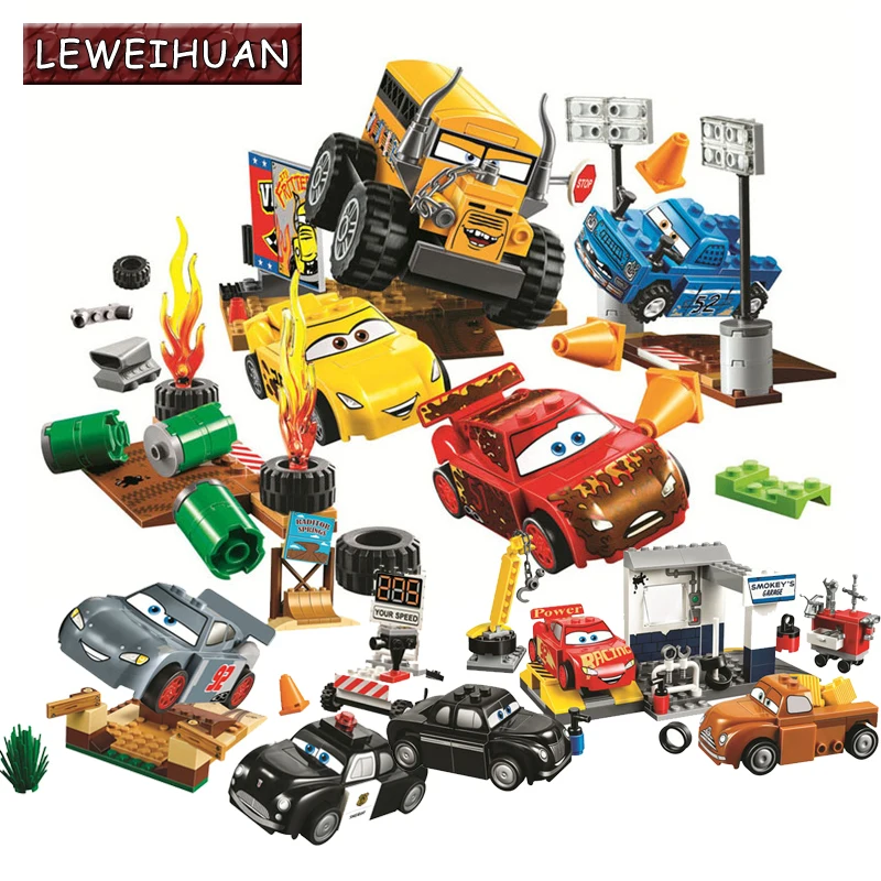 

Hot Sale Pixar Cars 3 Lightning Juniors Smokey's Garage building blocks Educational Toys Compatible with Legoe Christmas gifts