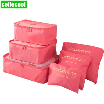 

New 6PCS/Set High Quality Oxford Cloth Travel Mesh Bag In Bag Luggage Organizer Packing Cube Organiser for Clothing Travel Bag